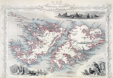 Falklandinseln und Patagonien, aus einer Serie von Weltkarten, veröffentlicht von John Tallis und Co., New York und London, 1850er Jahre